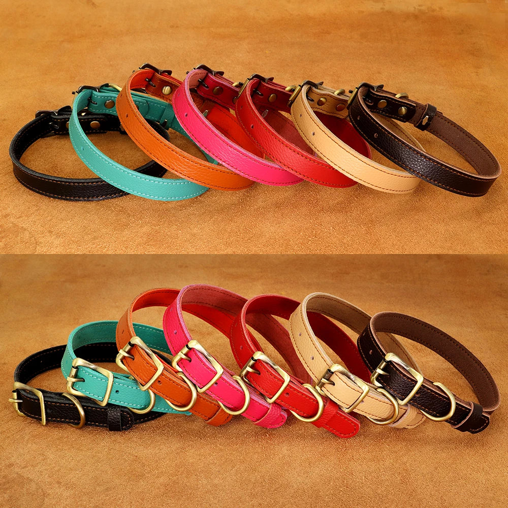 Soft Real Leather Dog Collar