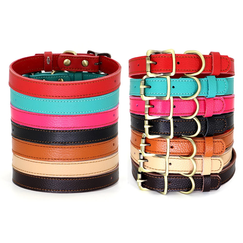 Soft Real Leather Dog Collar