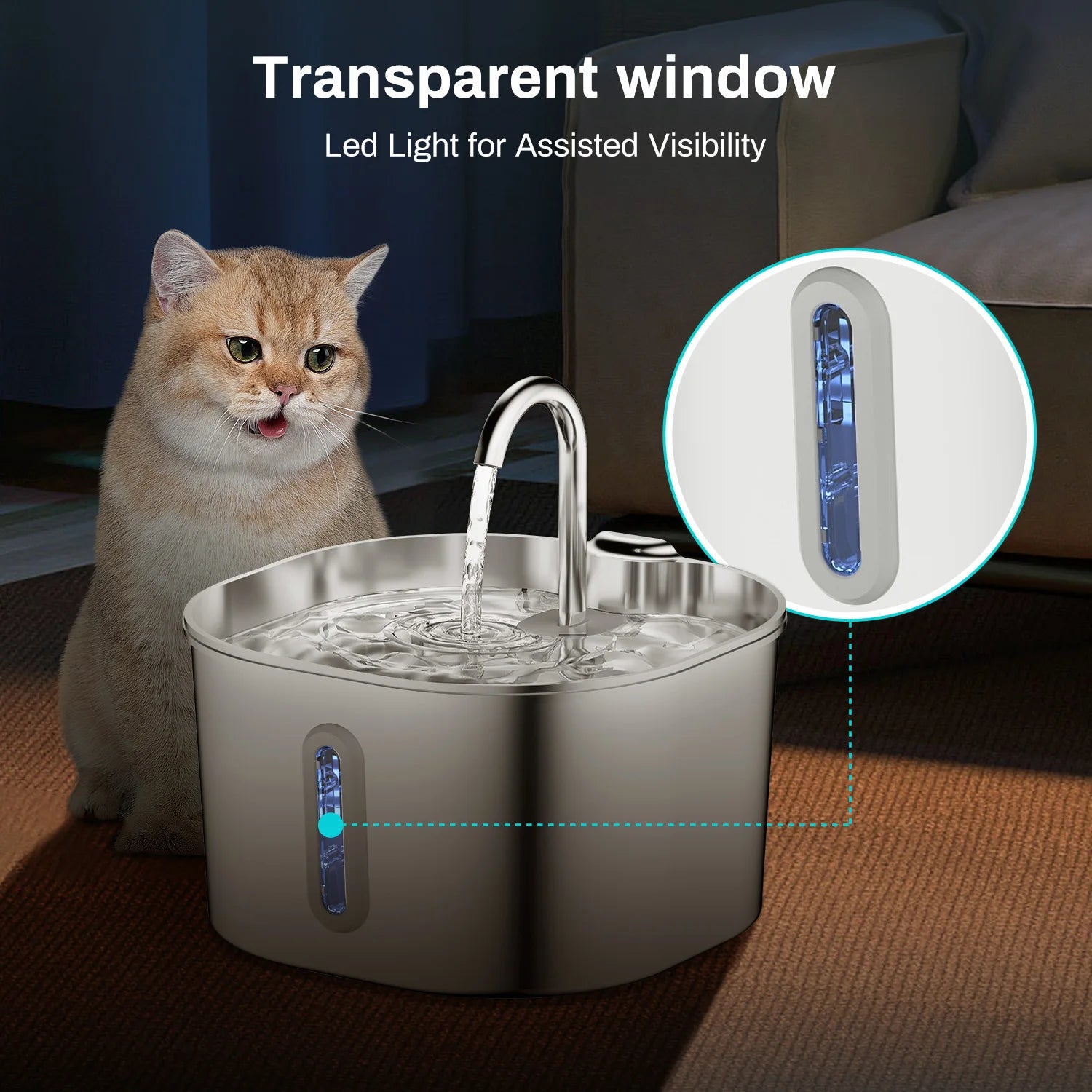 Stainless Steel Automatic Cat Water Fountain